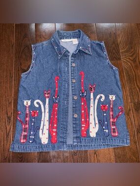 Vintage Denim Vest - Cats - USA